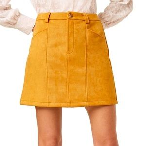 Philosophy Republic Clothing Yellow Mustard Suede Mini Pencil Skirt